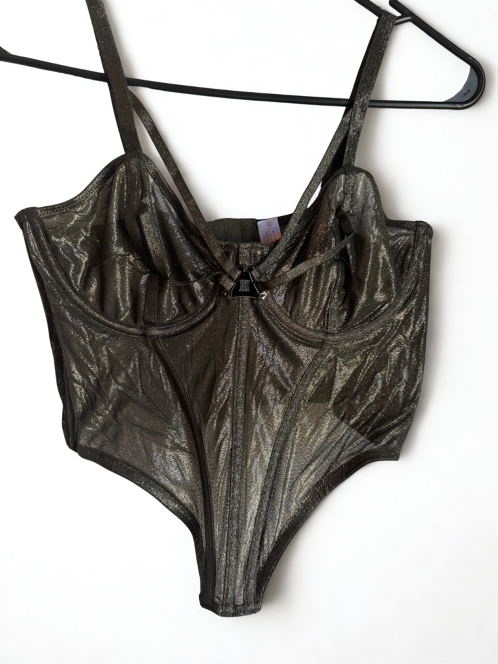 Savage X Fenty Metallic Olive-Black Shimmer Bustier